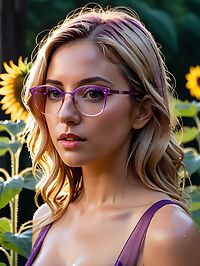 A stunning 34 year old woman in purple dress poses near a hidden moonlit temple entrance